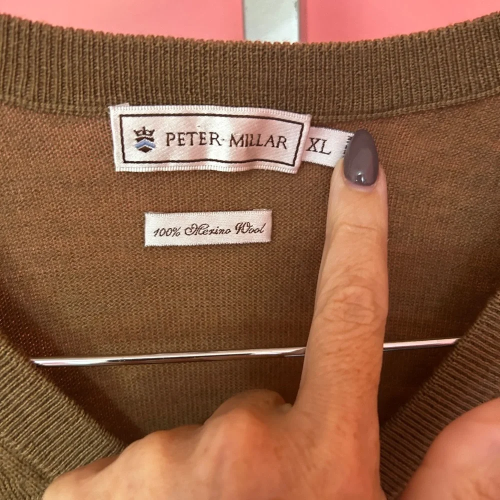 Peter Millar XL 100% Extra Fine Italian Merino Wool Sweater Vest Brown